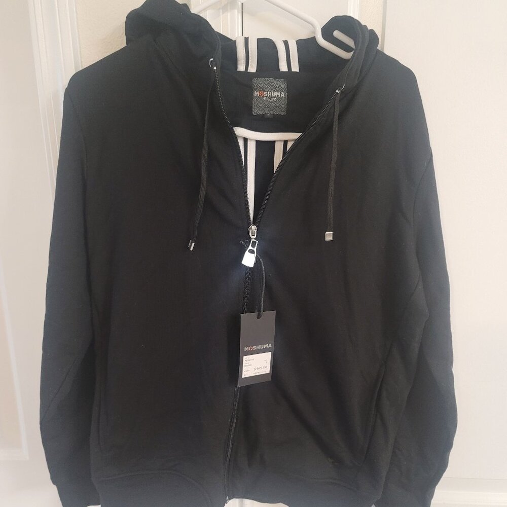 Moshuma Black White Luxury Full Zip Hoodie Size Small Brand New With Tags